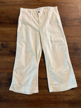 GAP High Rise Wide Leg Crop Ivory Jeans Women’s Size 18 Stretch